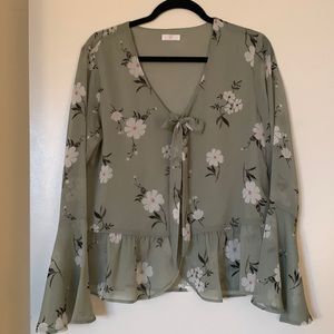 Sage Green Floral Blouse